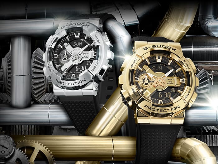 GM-110 Reloj G-Shock Hombre Caja Plateada Correa Resina - Vista trasera