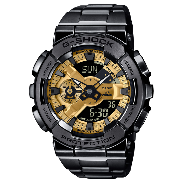 GM-110BD-1A9 Reloj G-Shock Hombre Acero Inoxidable Negro Dorado - Vista lateral