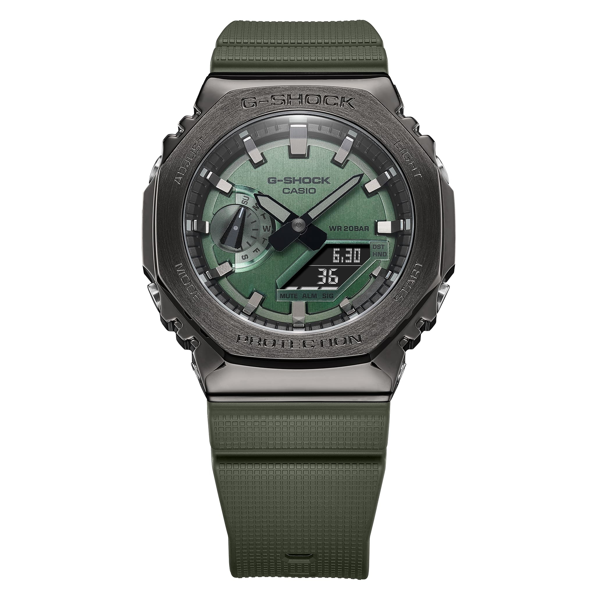 GM-2100B-3A Reloj G-Shock de caballero banda de caucho - Resina Verde