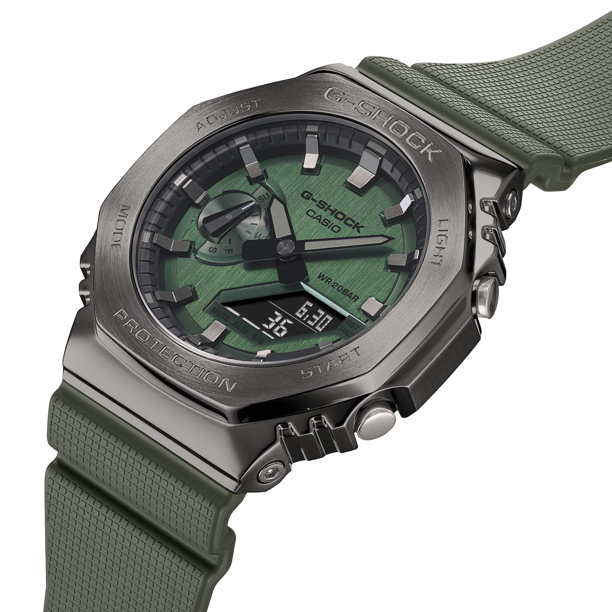 GM-2100B-3A Reloj G-Shock de caballero banda de caucho - Resina Verde
