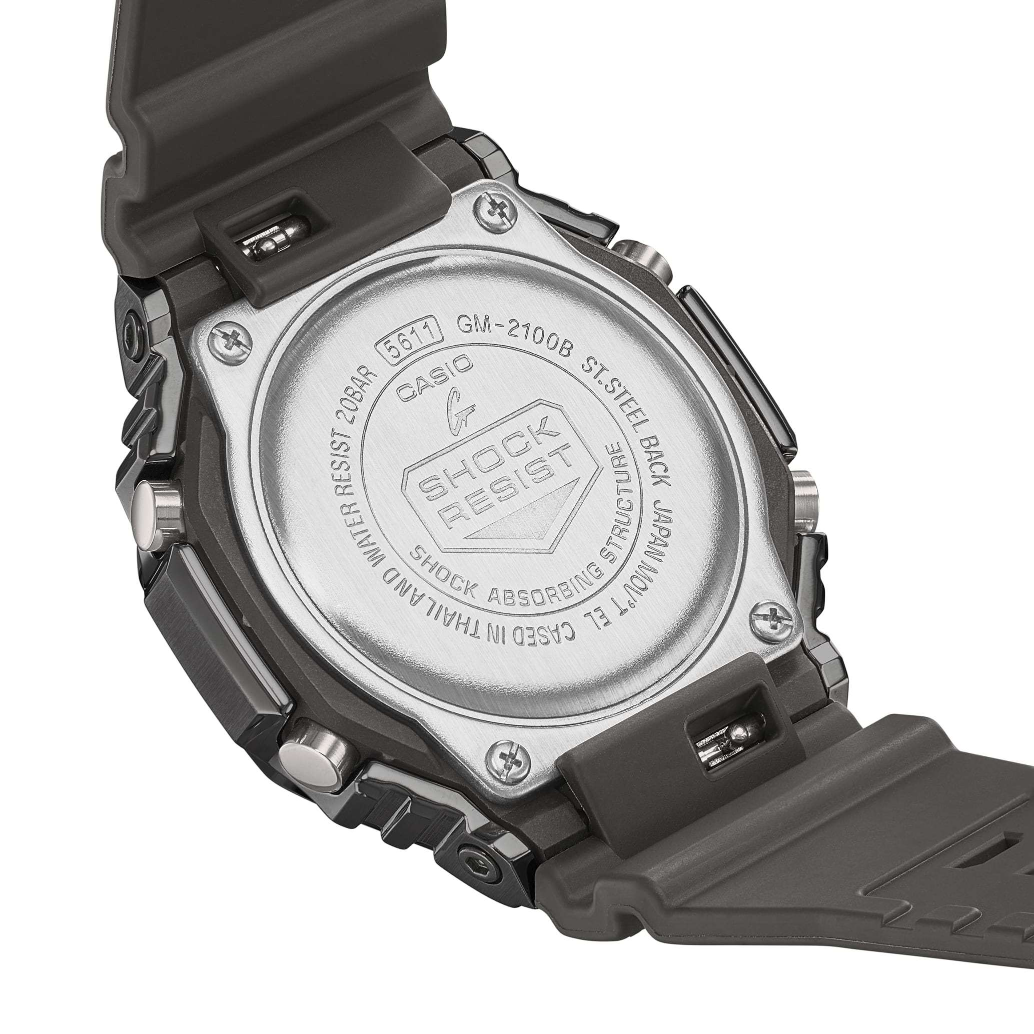 GM-2100B Reloj G-Shock Hombre Caja Acero Correa Resina Rojo - Detalle de esfera