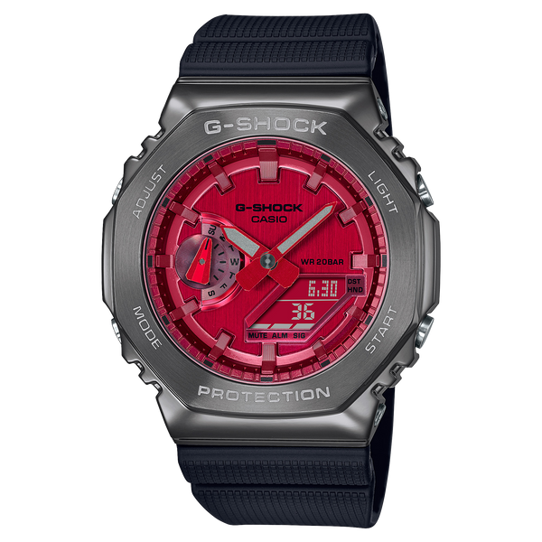 GM-2100B Reloj G-Shock Hombre Caja Acero Correa Resina Rojo - Reloj original en Guatemala