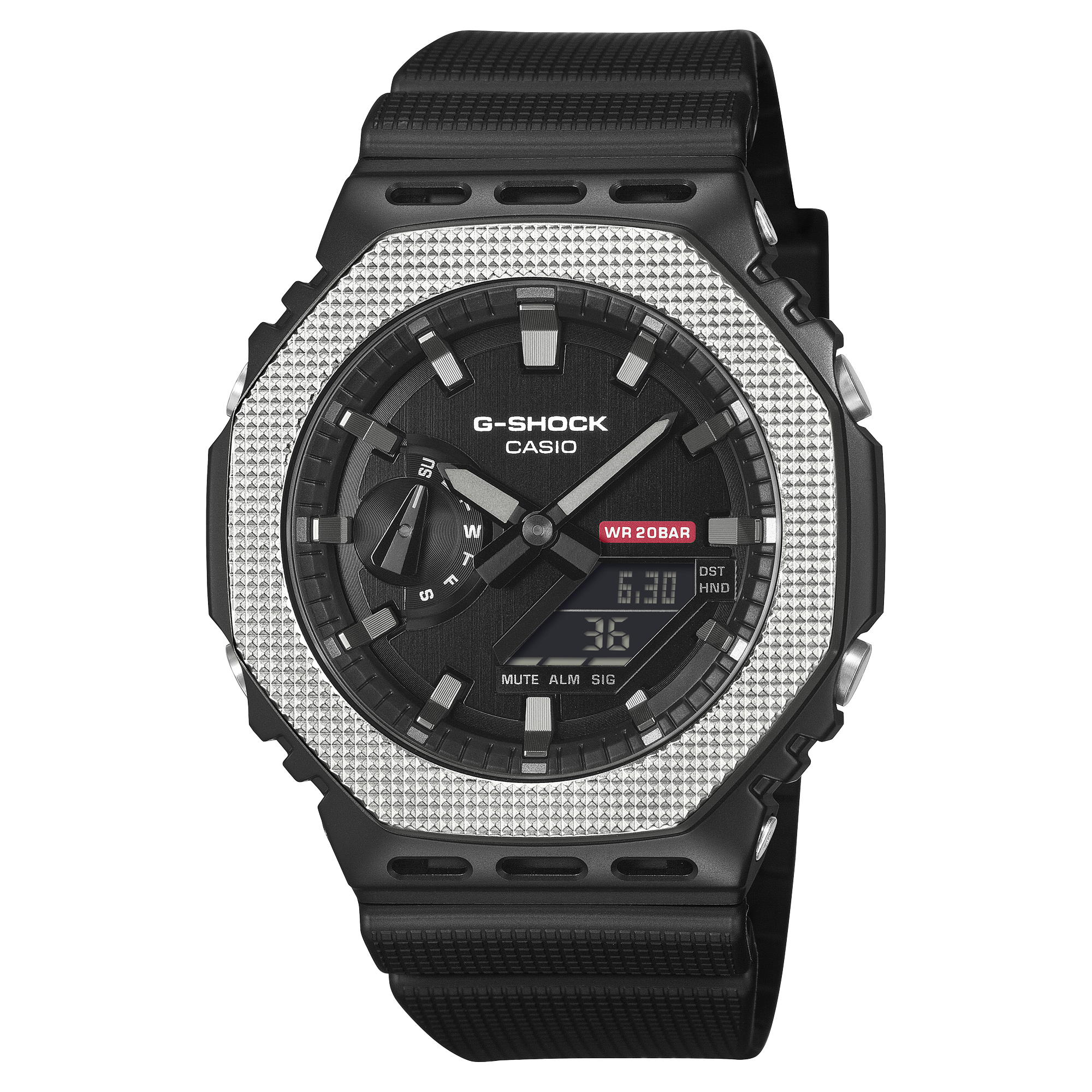 GM-2100BM Reloj G-Shock Hombre Resina Negra Patrón Plateado - Reloj original en Guatemala