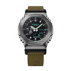 GM-2100CB Reloj G-Shock G-Steel Hombre Correa Tela Verde - Detalle de esfera