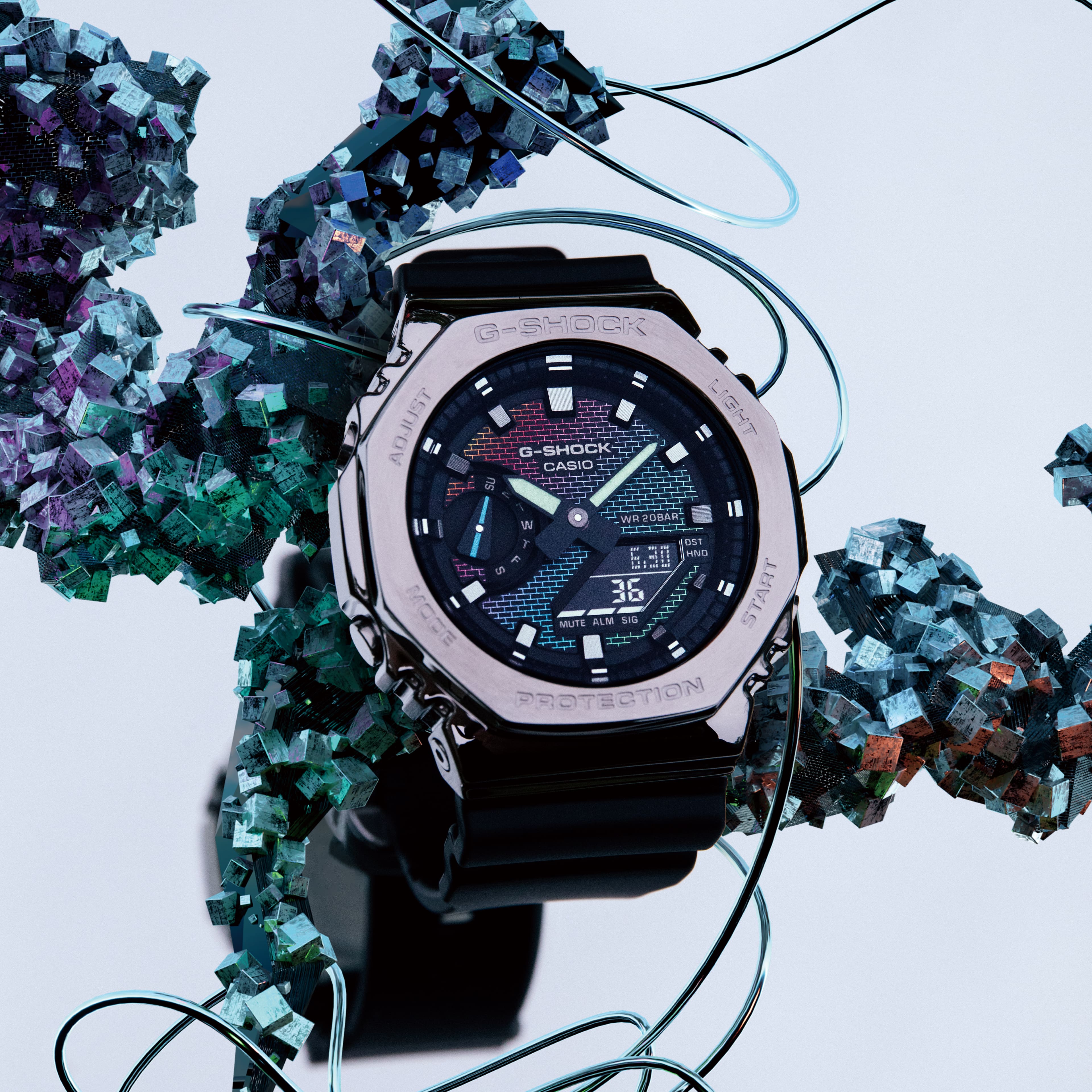 GM-2100RW Reloj G-Shock GM-2100 Hombre Caja Acero Negro - Detalle de esfera