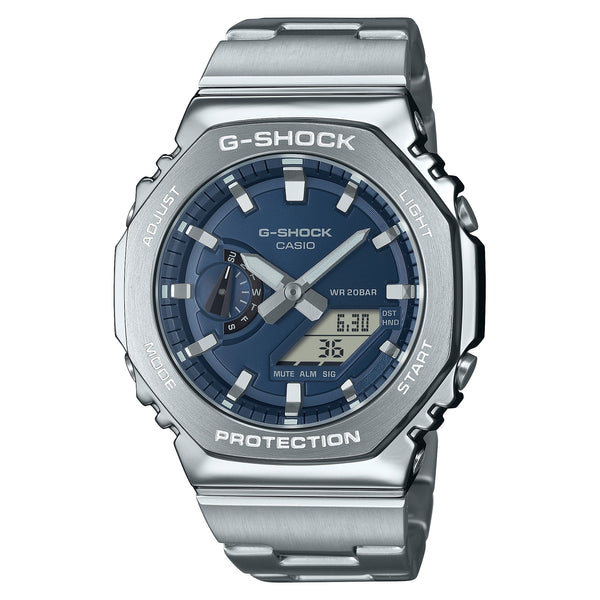 GM-2110D-2B Reloj G-Shock Hombre Pulsera de Acero Esfera Azul - Reloj original en Guatemala