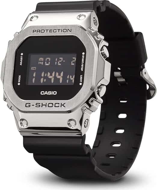 GM-5600U Reloj G-Shock Hombre Acero Caucho Plateado Negro - Vista lateral