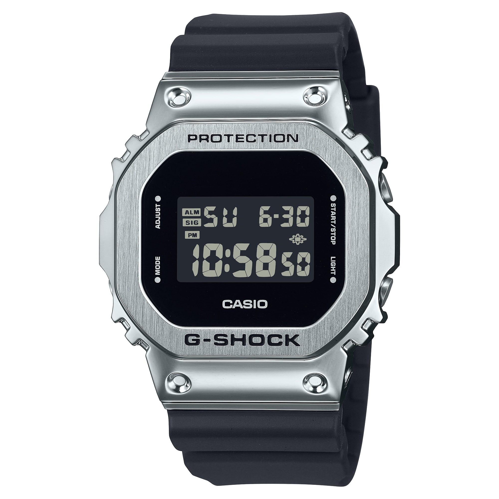 GM-5600U Reloj G-Shock Hombre Acero Caucho Plateado Negro - Reloj original en Guatemala