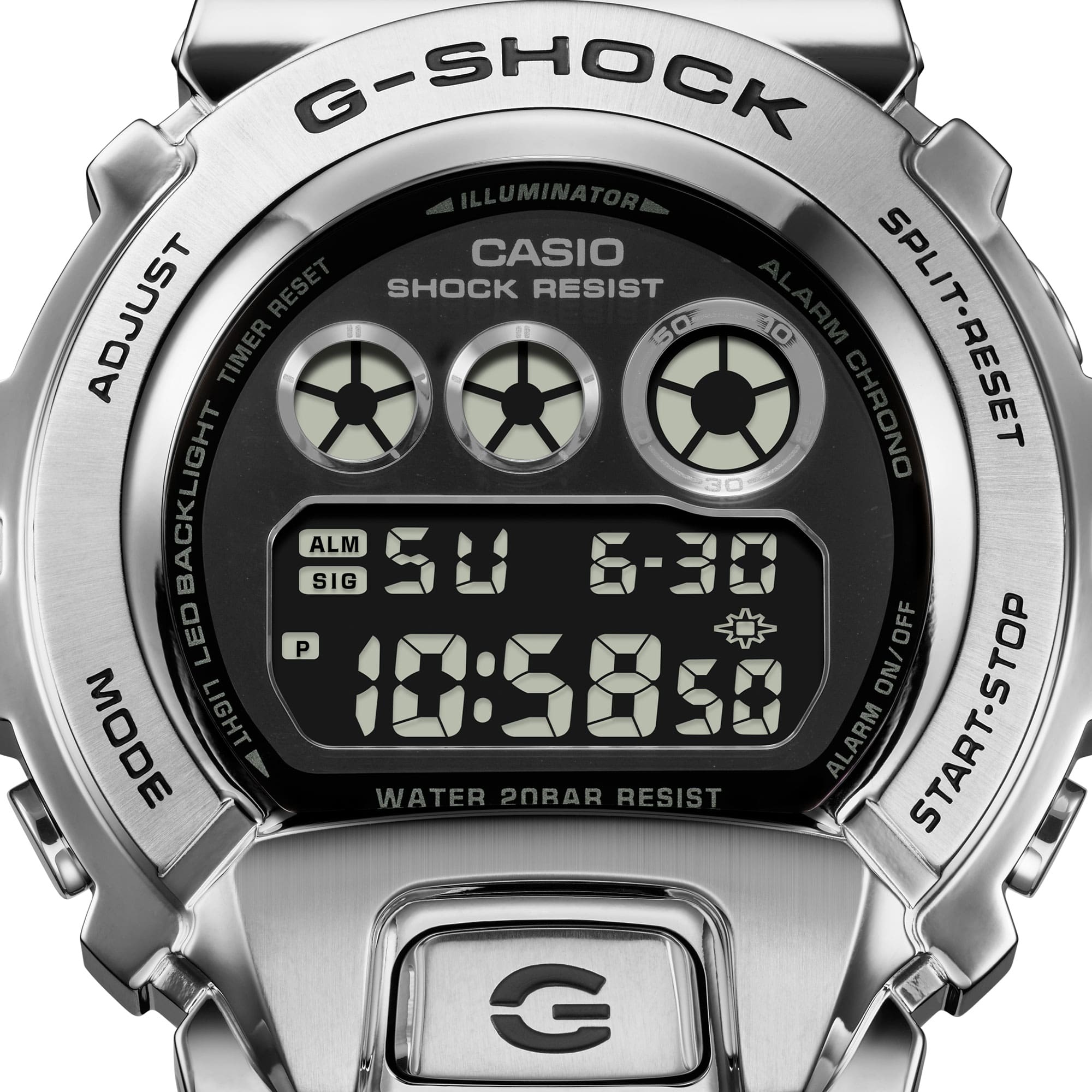 GM-6900U Reloj G-Shock Hombre Acero Correa Resina Negra - Detalle de esfera