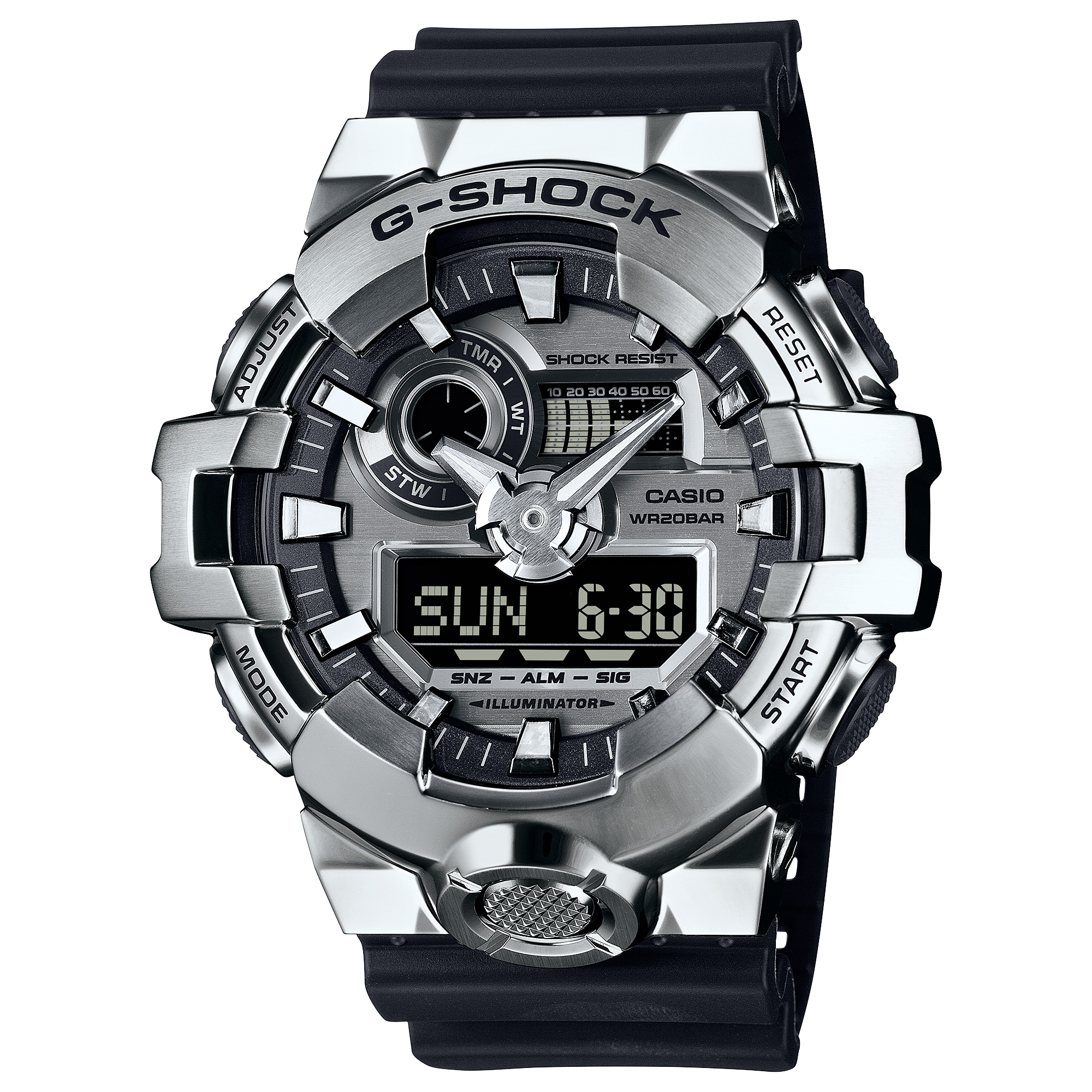 GM-700 Reloj G-Shock Hombre Caja Acero Correa Caucho - Reloj original en Guatemala