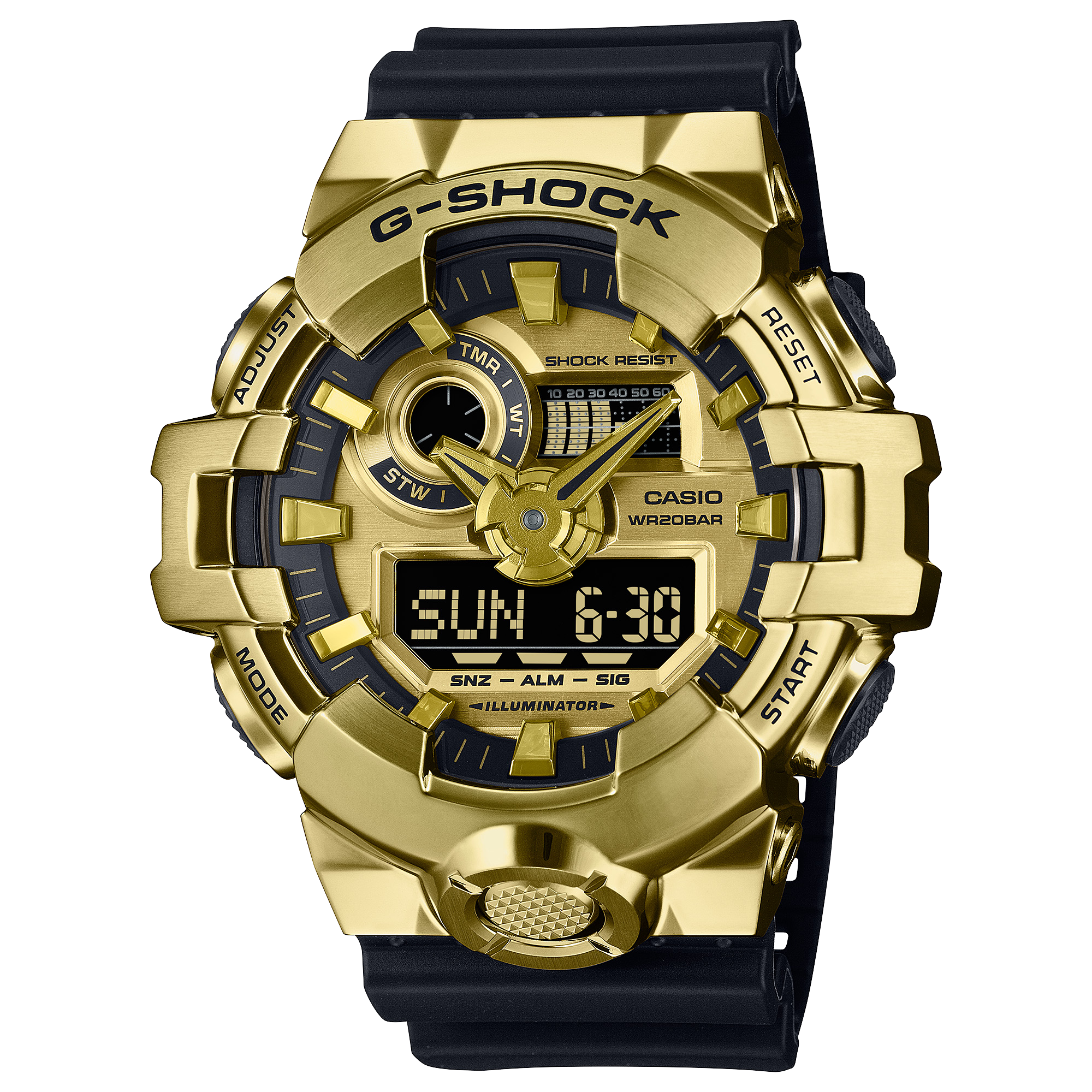GM-700G Reloj G-Shock Hombre Caja Dorada Resina Negra - Reloj original en Guatemala