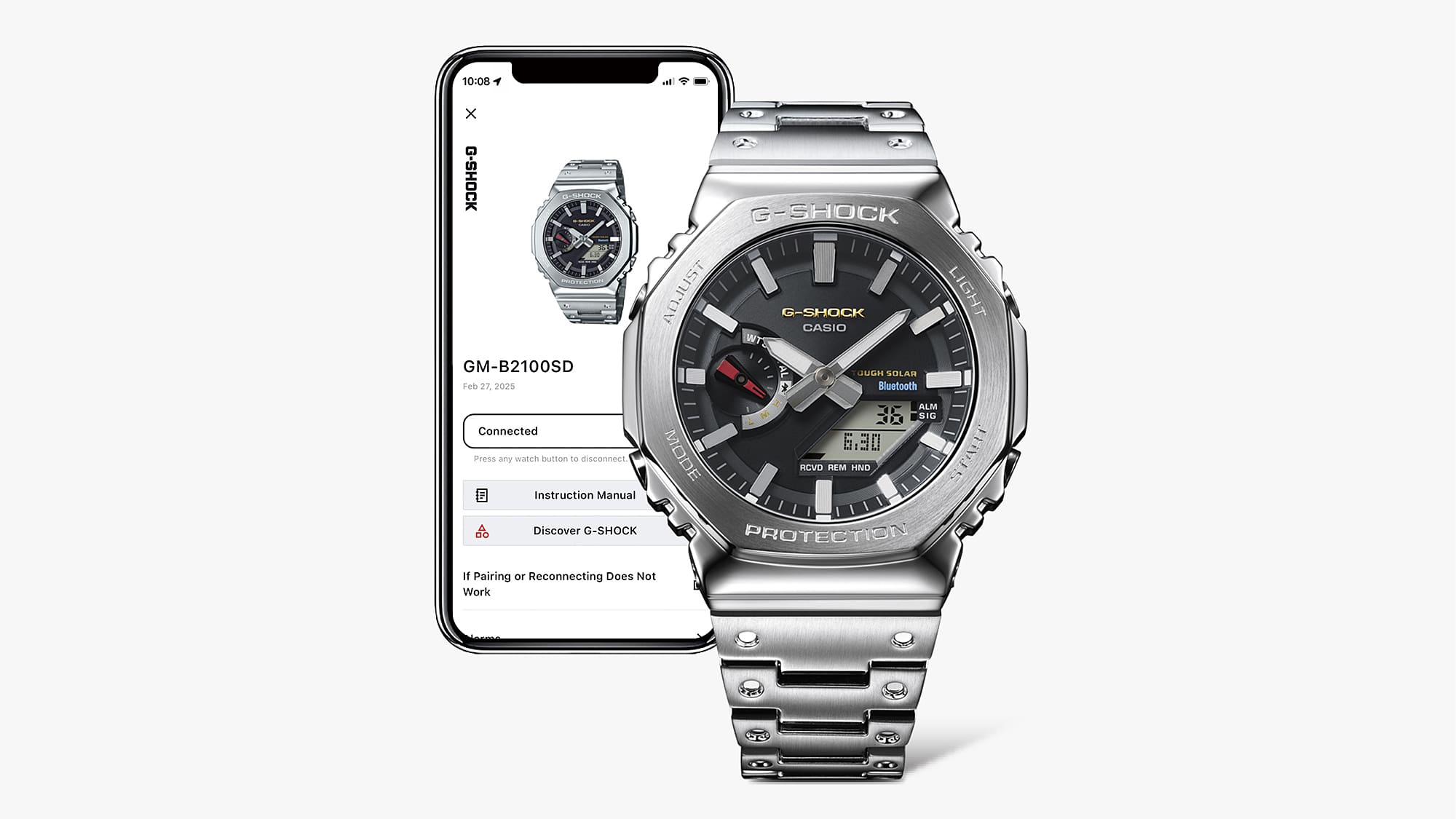 GM-B2100SD-1C Reloj G-Shock de caballero correa de metal Bluetooth