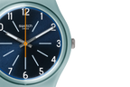 Reloj Swatch Blue Stitches de dama correa de piel - Detalle de esfera