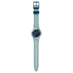 Reloj Swatch Blue Stitches de dama correa de piel - Vista lateral