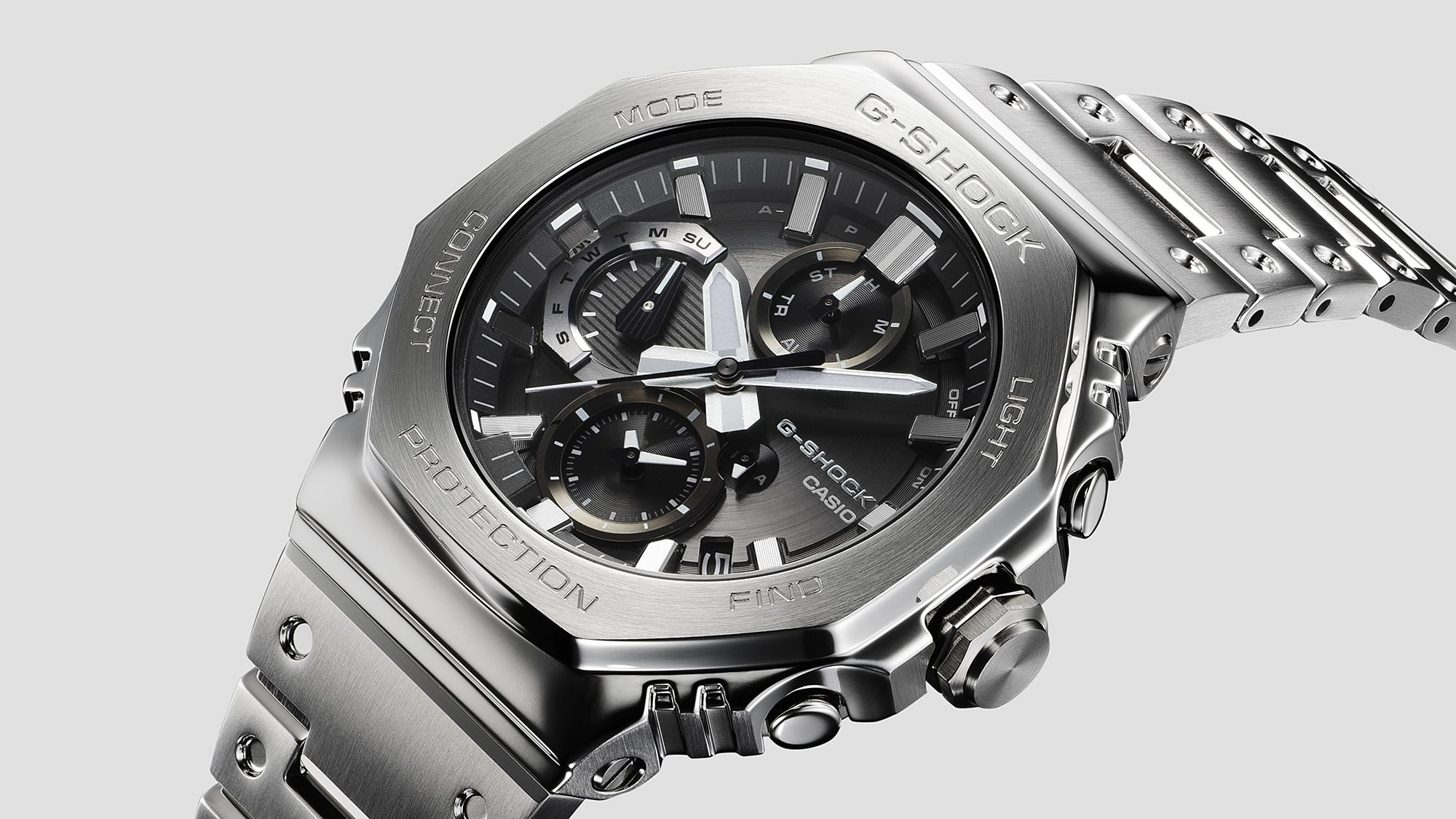 B2100D-1A Reloj G-Shock de hombre correa de metal - Vista lateral