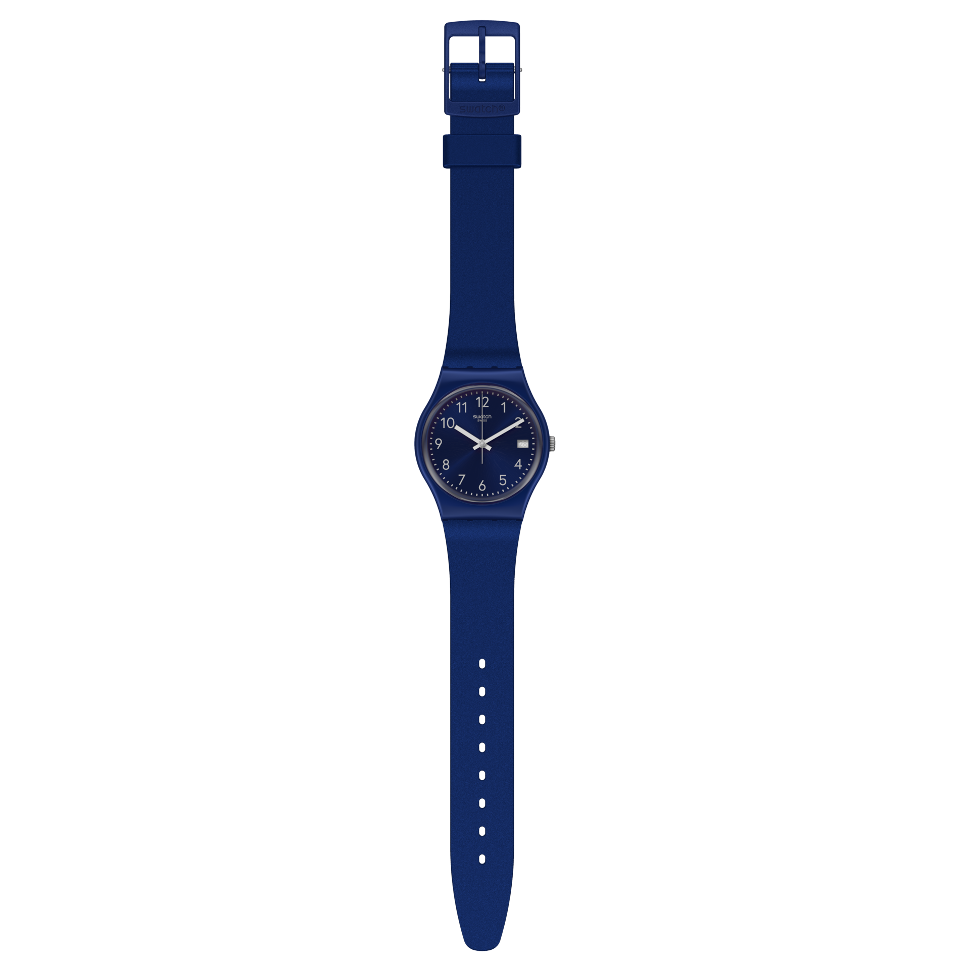 DE Reloj Swatch Pearlyblue Hombre Correa Caucho Azul - Vista trasera