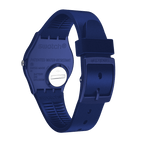 DE Reloj Swatch Pearlyblue Hombre Correa Caucho Azul - Detalle de esfera
