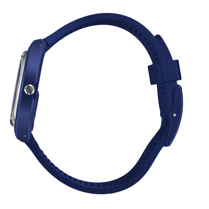 DE Reloj Swatch Pearlyblue Hombre Correa Caucho Azul - Vista lateral