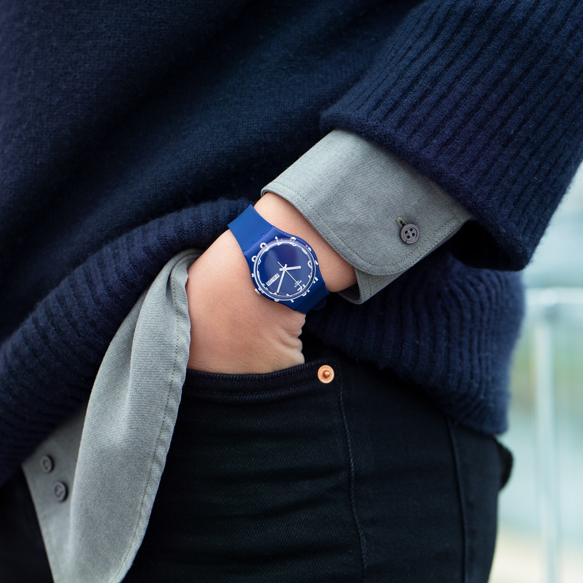 Reloj Swatch Over Blue de hombre pulsera de resina - Vista trasera