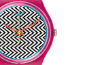 Reloj Swatch Pink Fuzz de dama pulsera de caucho - Detalle de esfera