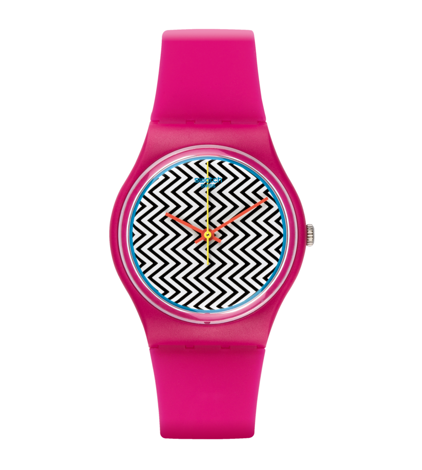 Reloj Swatch Pink Fuzz de dama pulsera de caucho - Reloj original en Guatemala
