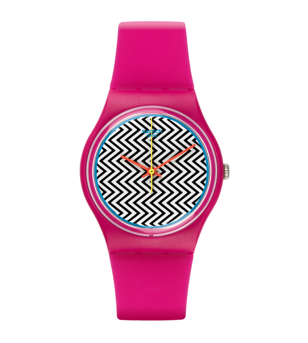 Reloj Swatch Pink Fuzz de dama pulsera de caucho - Reloj original en Guatemala