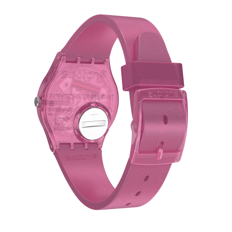 Reloj Swatch Blurry Pink de dama pulsera de resina - Detalle de esfera