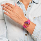 Reloj Swatch Orange Disco Fever de mujer banda de resina - Vista trasera