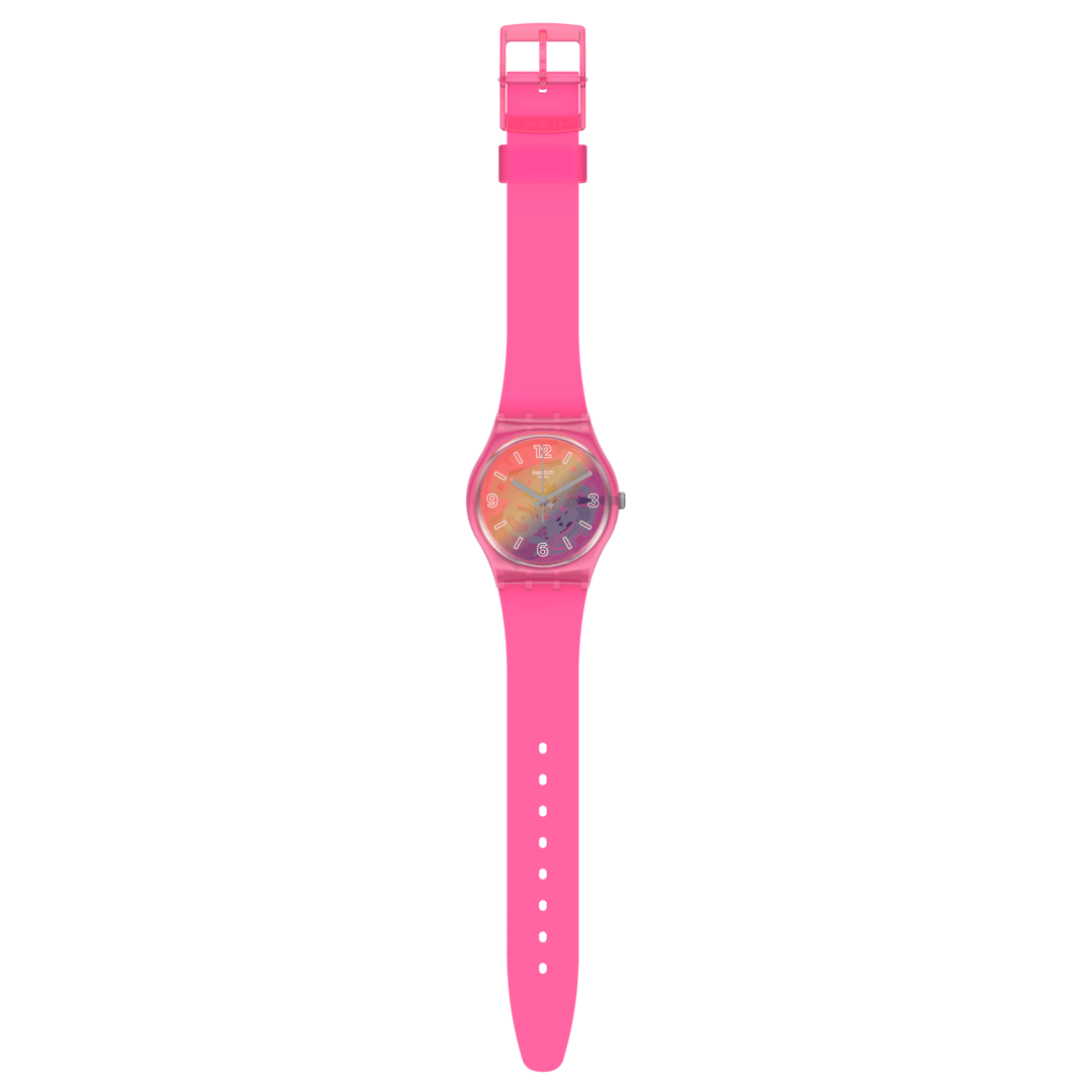 Reloj Swatch Orange Disco Fever de mujer banda de resina - Vista lateral