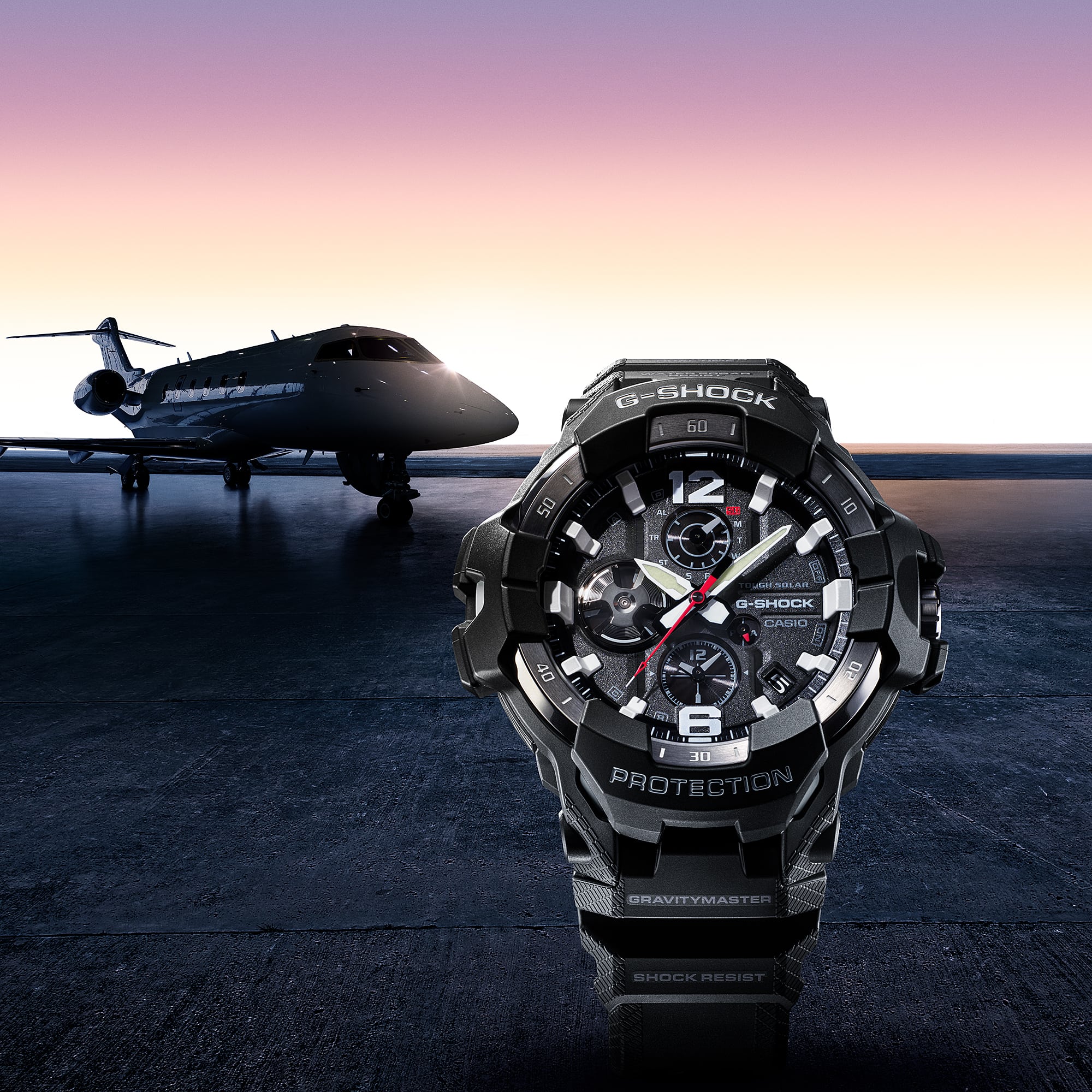 GR-B300-1A G-Shock Master of G-Aire Gravitymaster Reloj para Caballero Pulsera de Caucho con Bluetooth - Vista lateral