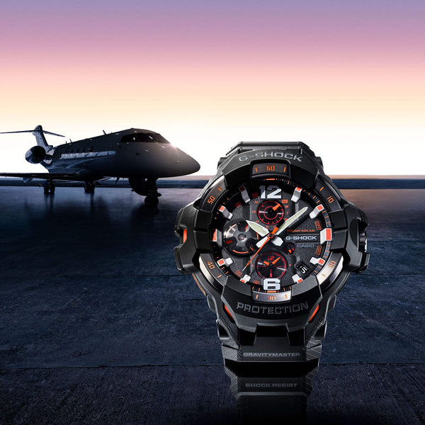 GR-B300-OF Reloj G-Shock Gravitymaster Hombre Resina Negro - Vista lateral