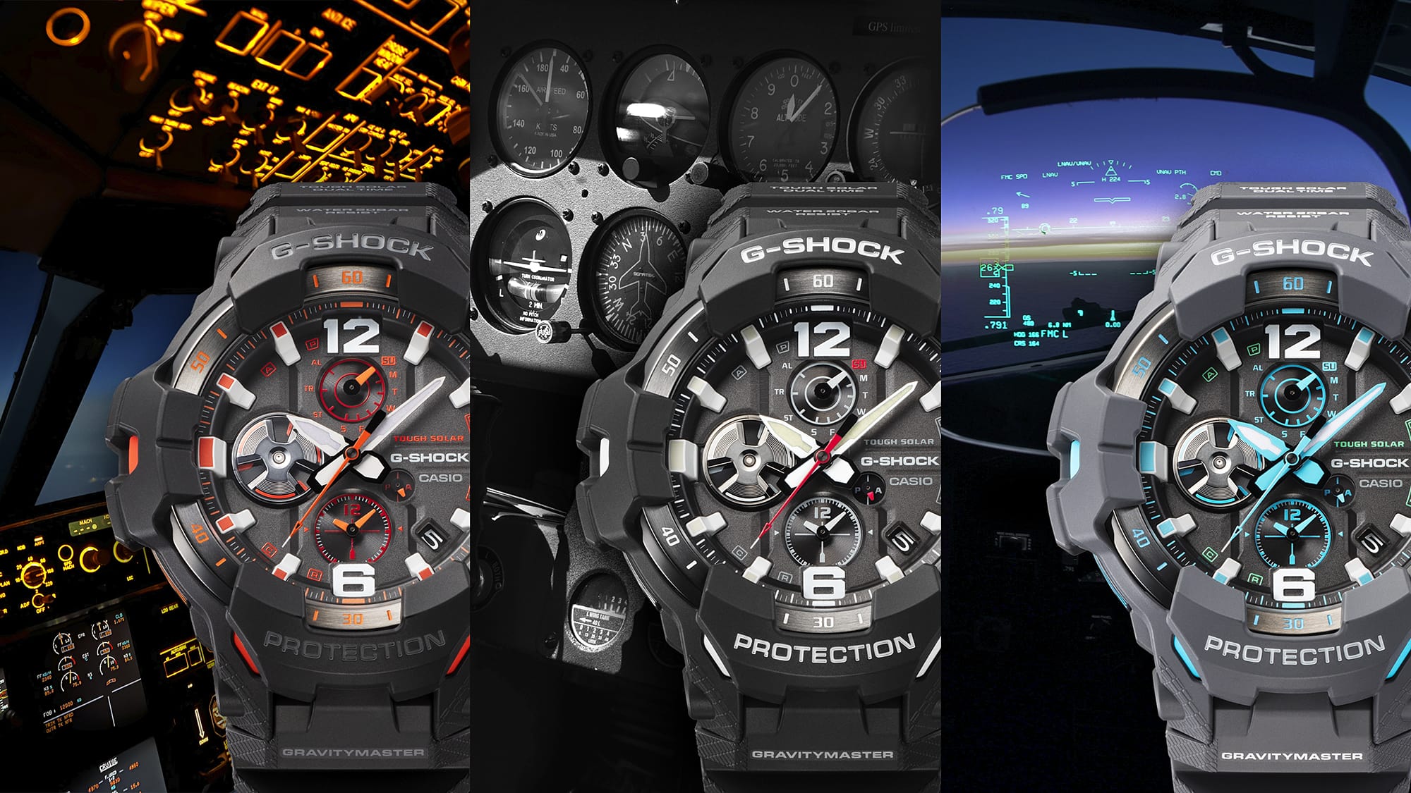 GR-B300-OF Reloj G-Shock Gravitymaster Hombre Correa Resina - Vista lateral