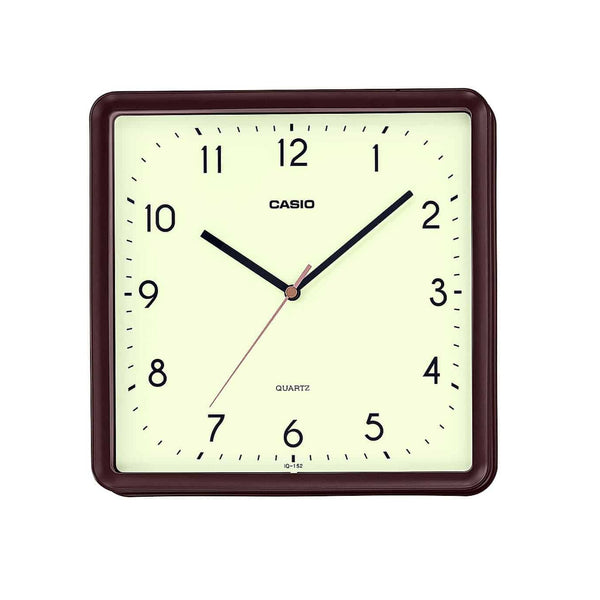 IQ-152 Reloj de Pared Casio Cuadrado Resina Marrón