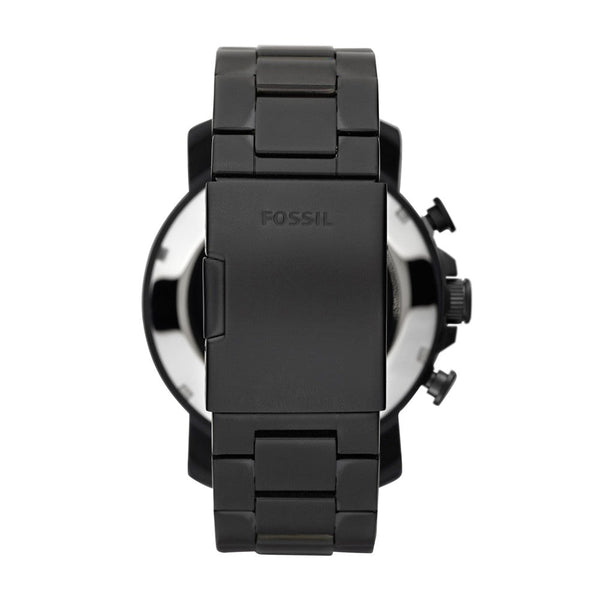 Reloj Fossil Nate Hombre Acero Negro Esfera Marrón - Vista lateral