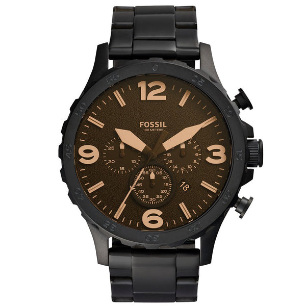 Reloj Fossil Nate Hombre Acero Negro Esfera Marrón - Reloj original en Guatemala