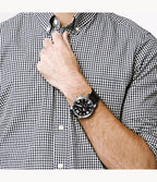Reloj Fossil Nate Hombre Piel Negro - Detalle de esfera