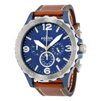 Reloj Fossil Nate Hombre Correa Cuero Marrón - Vista lateral