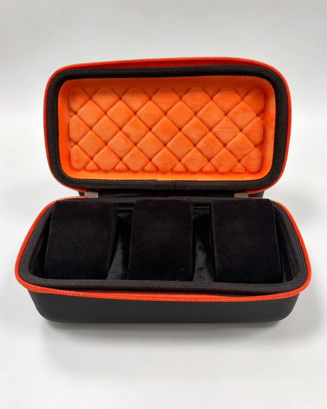 Estuche rígido de viaje KS-23 para 3 relojes negro y naranja