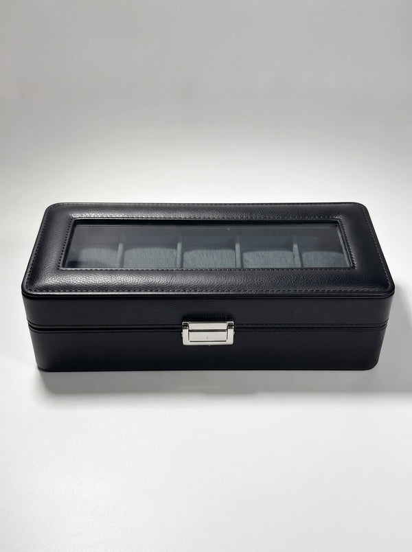 Estuche organizador KS-35 para 5 relojes negro con ventana