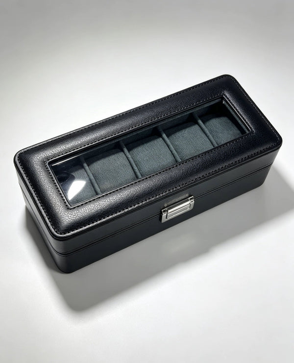 Estuche organizador KS-35 para 5 relojes negro con ventana