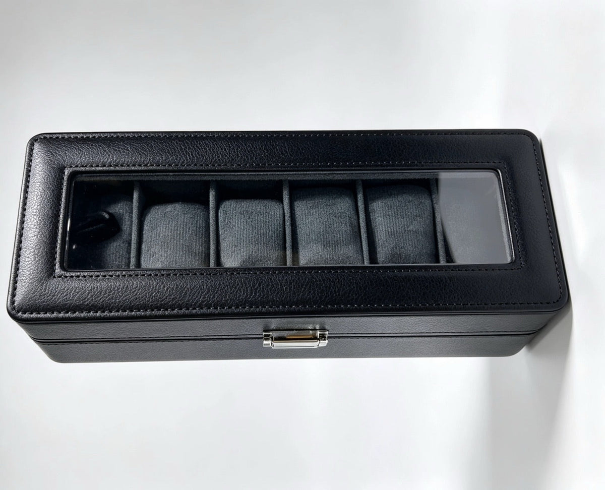 Estuche organizador KS-36 para 6 relojes negro con ventana