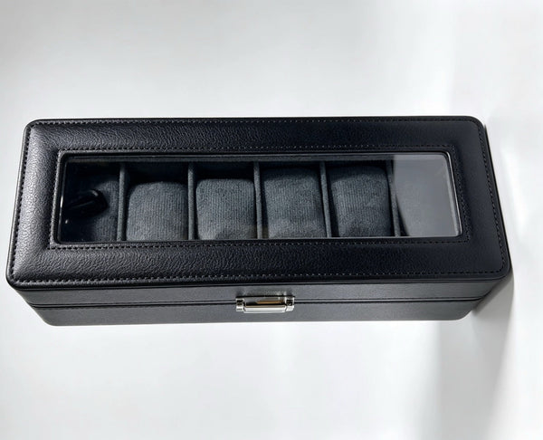 Estuche organizador KS-36 para 6 relojes negro con ventana