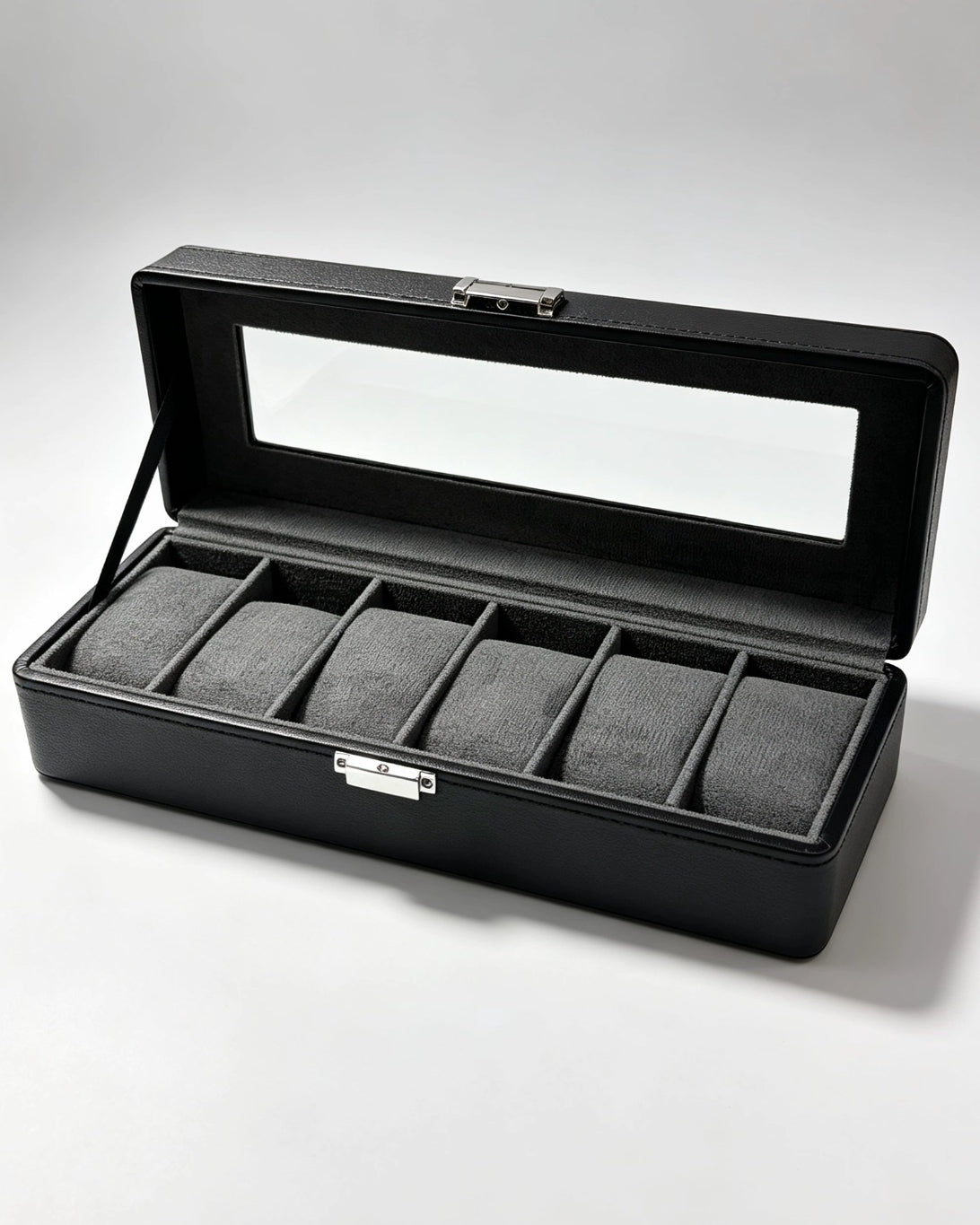 Estuche organizador KS-36 para 6 relojes negro con ventana
