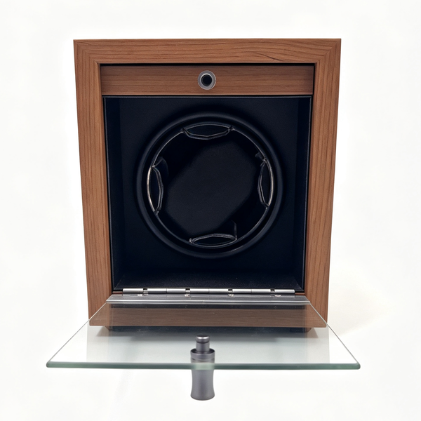 KS25 Caja giratoria para reloj en acabado de madera