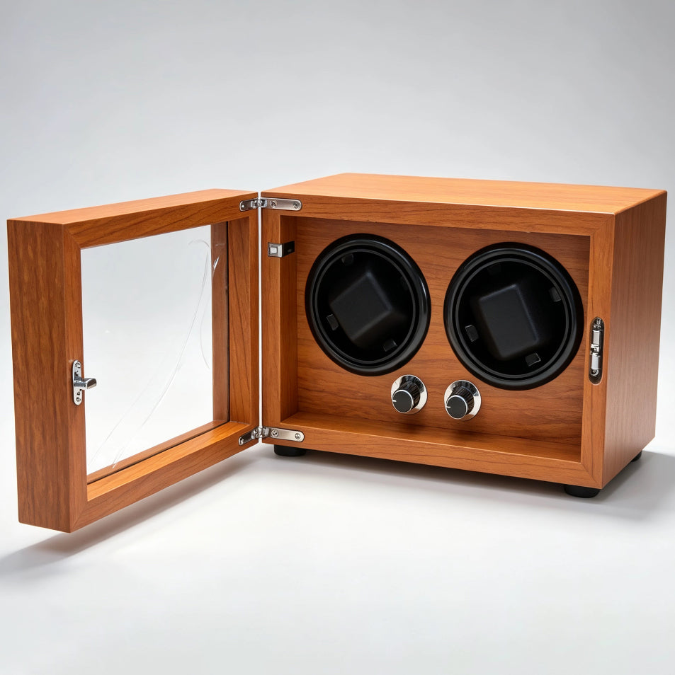 KS28 Caja Giratoria Doble para Relojes Automáticos en Madera Clara