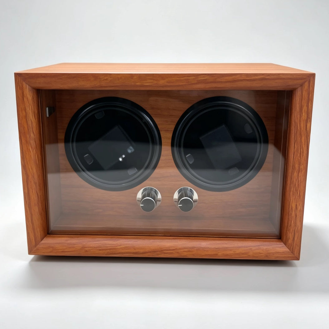 KS28 Caja Giratoria Doble para Relojes Automáticos en Madera Clara