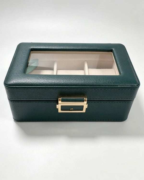 KS38 Caja Organizadora y Exhibidora para 3 Relojes en Verde Esmeralda
