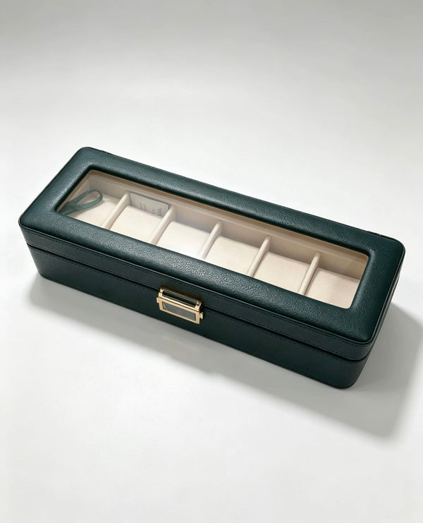 Caja Organizadora y Exhibidora para 6 Relojes en Verde Esmeralda Modelo KS39