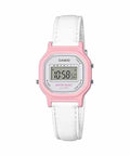 LA-11WL Reloj Casio Vintage Mujer Correa Cuero Rosa Blanco - Reloj original en Guatemala