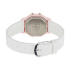 LA-11WL Reloj Casio Vintage Mujer Correa Cuero Rosa Blanco - Detalle de esfera